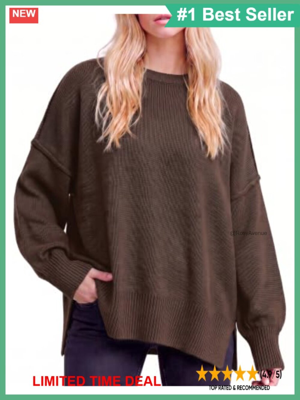 Oversized Long Sleeve Knit Pullover Sweater - Fall Winter Womens